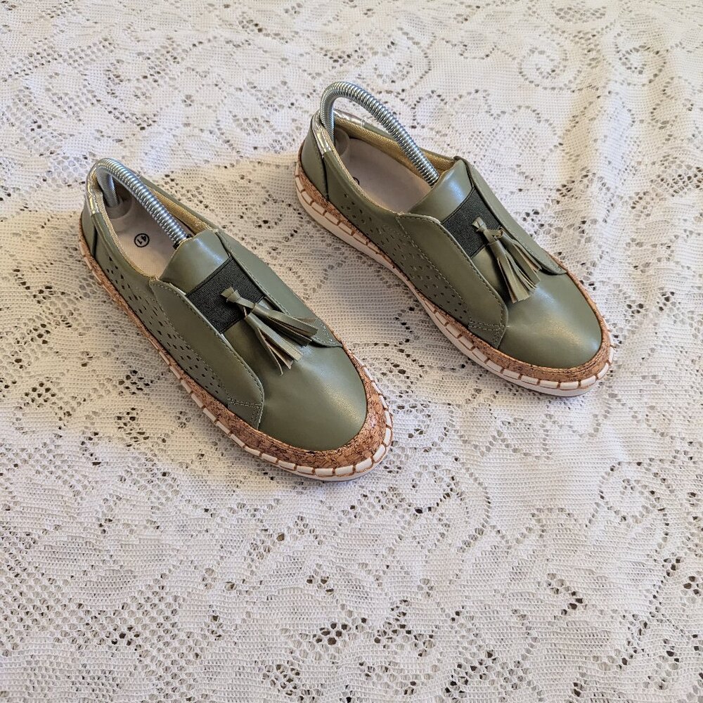 Olive slip on loafers size 41